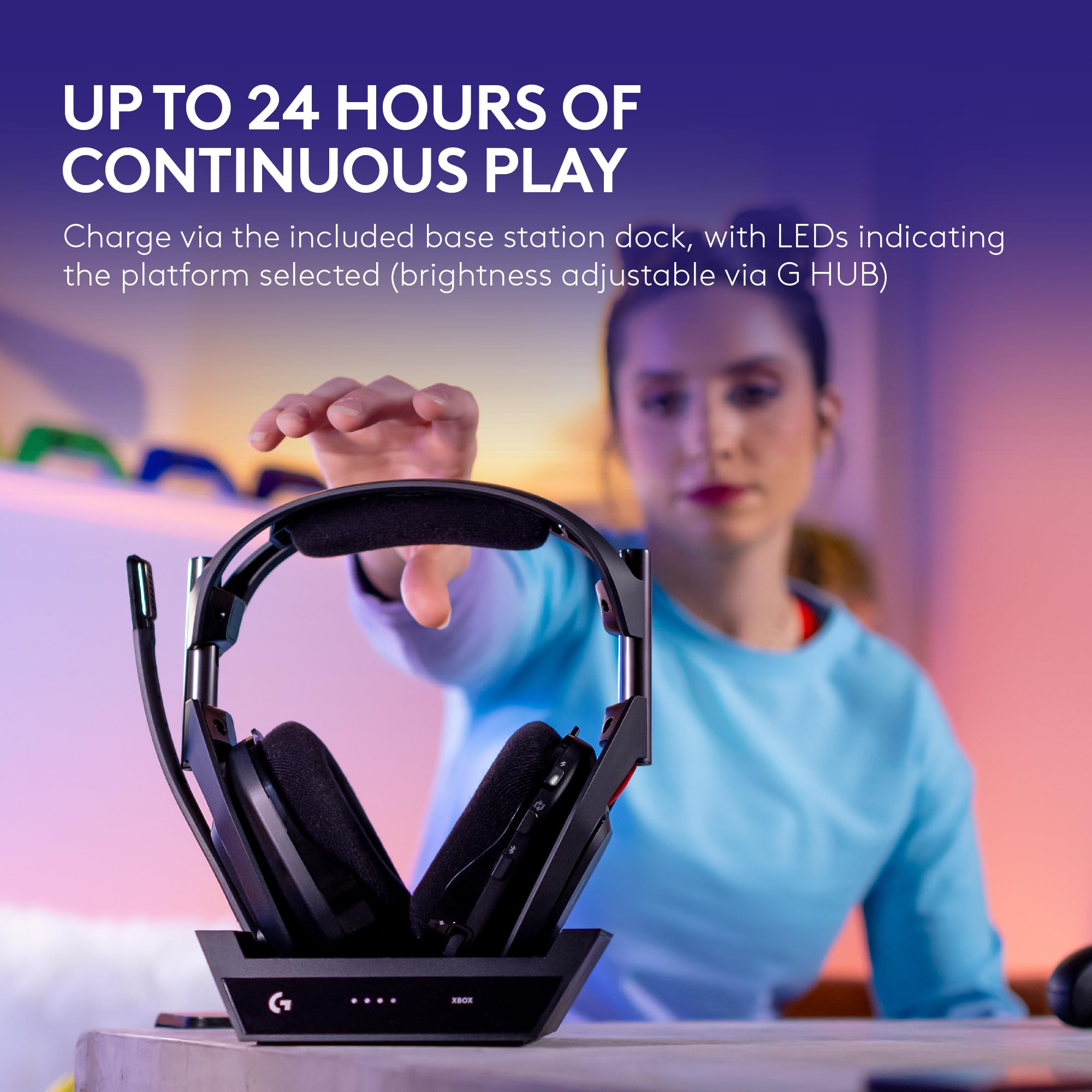 Logitech G Astro A50 Multi-Platform Wireless Gaming Headset + Base Station for PS5/Xbox/PC: PLAYSYNC Audio Switcher, 16bit/48kHz (Console), 24bit/48kHz (PC), 24hr Battery, 2.4GHz & BT - Black