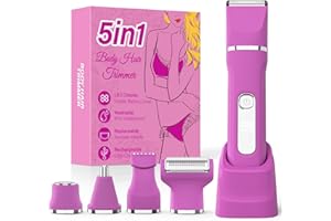 Bikini Trimmer Women,5 in 1 Electric Razor for Women,IPX7 Waterproof Bikini Trimmer, Rechargeable Womens Electric Shaver,Cord