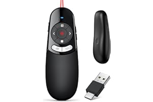 HEYLACOOLX Presentation Clicker w Laser Pointer Presenter Clicker w Hyperlink Volume Control, 2.4GHz PPT Clicker on Laptop Computer, Presentation Remote Clicker for Office Classroom