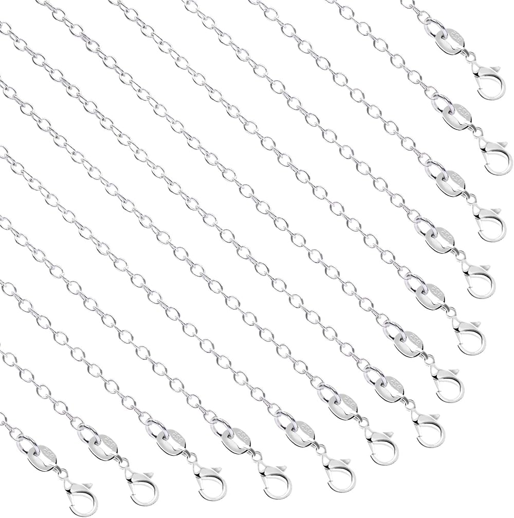 SANNIX 50 Pack Silver Plated Cable Necklace Chains 20 Inch 1.2mm Lobster Clasp