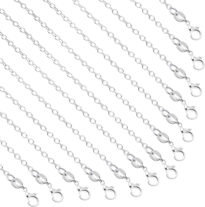 SANNIX 50 Pack Silver Plated Cable Necklace Chains 20 Inch 1.2mm Lobster Clasp