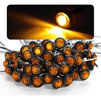 Meerkatt 50-Pack Smoked Lens LED Marker Lights - 3/4 Inch Round White Lights For Trucks & Trailers
