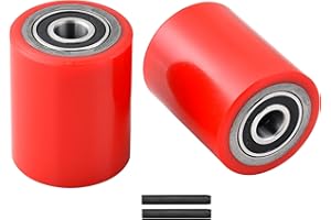 A Pair of Pallet Jack Front Wheels 74.5 x 93mm (3 x 3.75") PU Tread with Pre-Installed Bearings 20mm ID Includes Pins by Jack