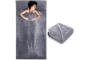 Remagr Flannel Sleeping Bag Liner for Adult, Flannel Fluffy Sheet & Camping Sheet for Winter Warm Thick Sheets for Backpacking, Hotel, Traveling, Sleeping Bag with Zipper