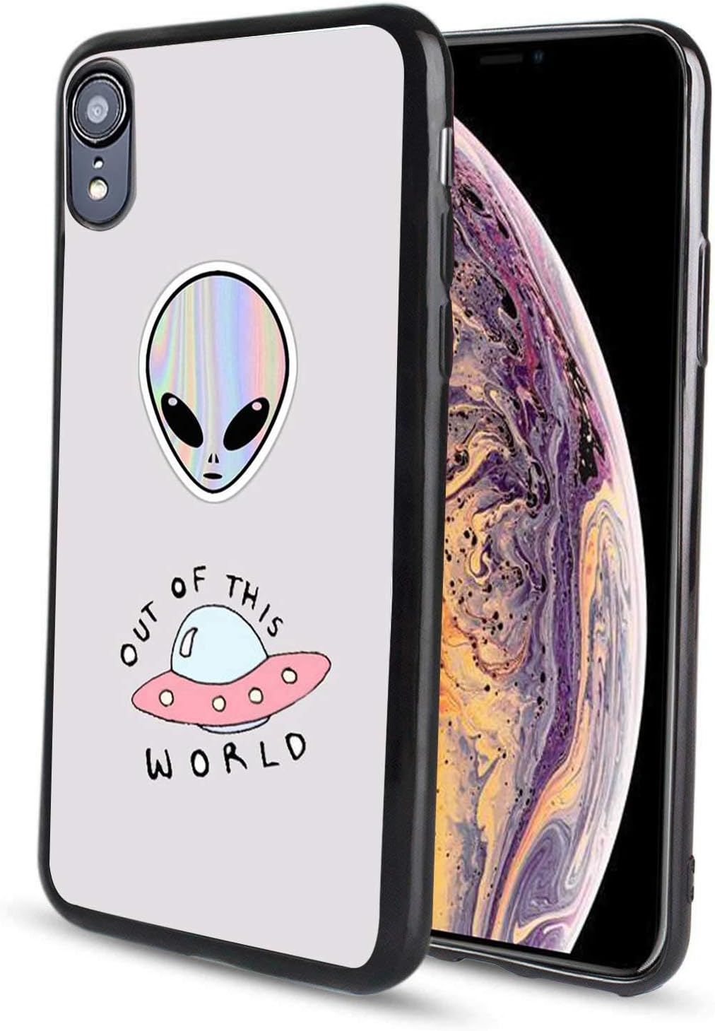 pzicase iPhone XR 6.1 inch Case, Alien UFO Design TPU Soft Silicone Protective Durable Shockproof Case for iPhone XR