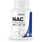 Nutricost N-Acetyl L-Cysteine (NAC) 600mg, 120 Vegetarian Capsules - Non-GMO, Gluten Free, Vegetarian Caps