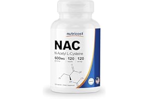 Nutricost N-Acetyl L-Cysteine (NAC) 600mg, 120 Vegetarian Capsules - Non-GMO, Gluten Free, Vegetarian Caps