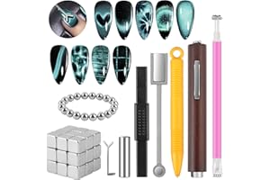 TOROKOM Cat Eye Magnetic for Nails, 54PCS 3-in-1 Cat Eye Gel Nail Polish Magnet Tools Powerful Set Multiple Style Nail Magnets Heart Beads Nail Art Tools for Nail Art Designs