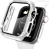 Recoppa Compatible for Apple Watch Case with Screen Protector for Apple Watch 38mm Series 3/2/1, Bling Crystal Diamond Rhinestone Ultra-Thin Bumper Full Cover Protective Case for Women Girls iWatch