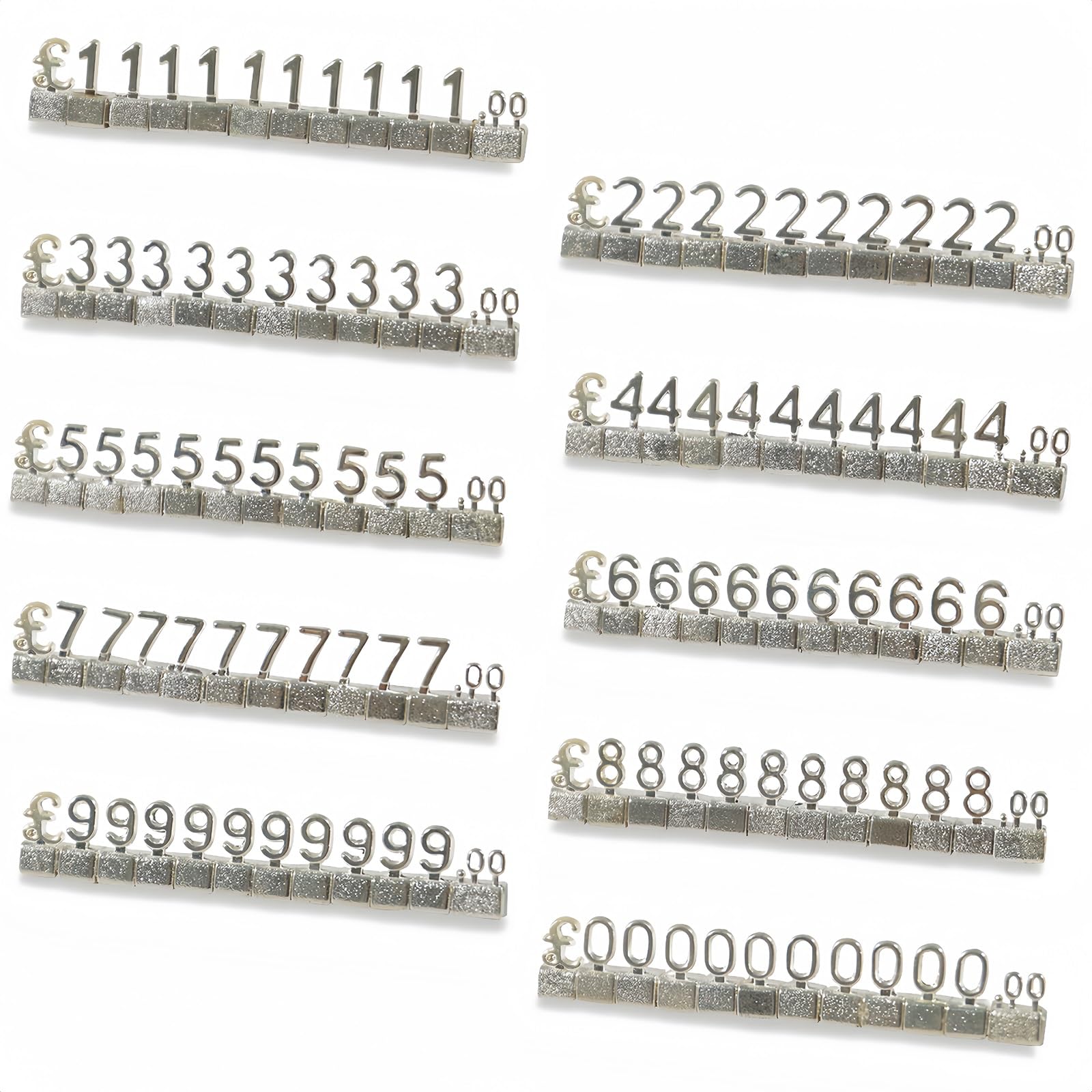 Boxonly 100PCS Digital Price Tag GBP ￡ Price 3D Metal Shelving Adjustable Cube Kit Pricemarker Labels for Jewelry Watch Shop Office Display Silver