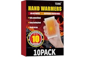 TCANG Hand Warmers Disposable - Up to 10/15 Hours of Heat - Super Long Lasting Air Activated Warmers, All Natural, Portable for Body, Hands & Toes - Odorless Hot Warmer Heater for Sport (10/50/100/200 Pack)