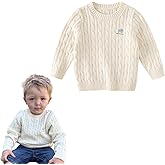 DAVE&BELLA Baby Knit Sweater, Toddler Girls Boys Crewneck Cashmere Sweater Long Sleeve Solid Pullover Spring Fall Kids Tops