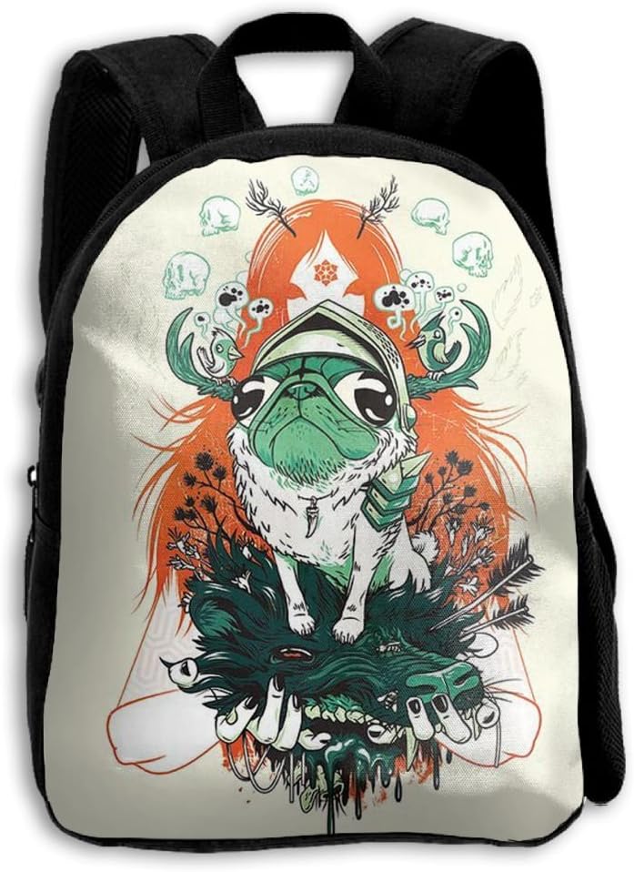 Japanese Warrior Pug Boys Girls Popular Printing Toddler Kid Pre School Backpack Bags Lightweight
