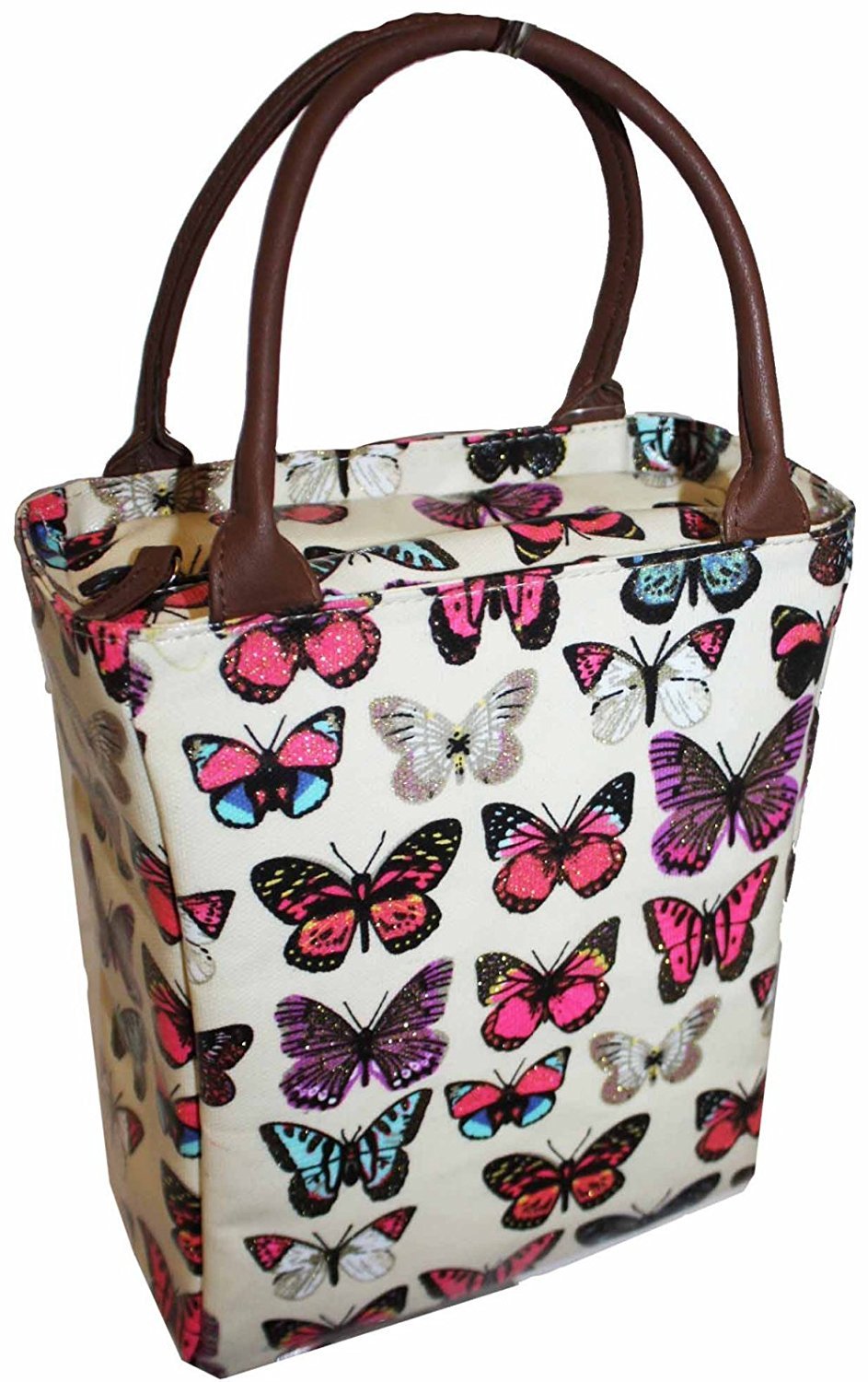 Ava Insulated Lunch Bag Coolers (Cream Butterfly)