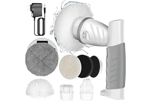 LEKISHE Electric Spin Scrubber Cleaning Brush with 6 Replaceable Brush Heads Portable Handheld Scrubber for Bathroom, Kitchen, Wall, Dish, Tile, Tub, Floor