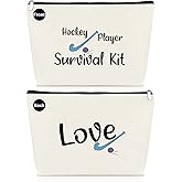 Hockey Player Gifts Field Hockey Gifts for Girl Women Makeup Bags Hockey Lover Gifts Cosmetic Travel Bags Inspirational Gifts for Her Birthday Christmas Thanksgiving Gift for Hockey Teams Coach Gift