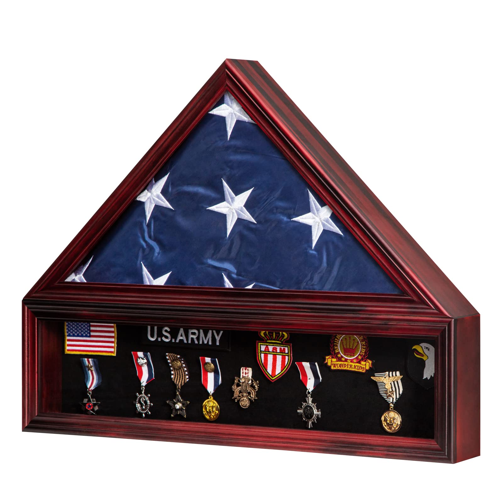 Tieeqe Large Military Shadow Box Solid Wood Burial