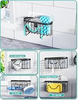 HapiRm Stainless Steel Kitchen Sink Caddy 2 Adhesives M-Shaped Sponge Holder view 2