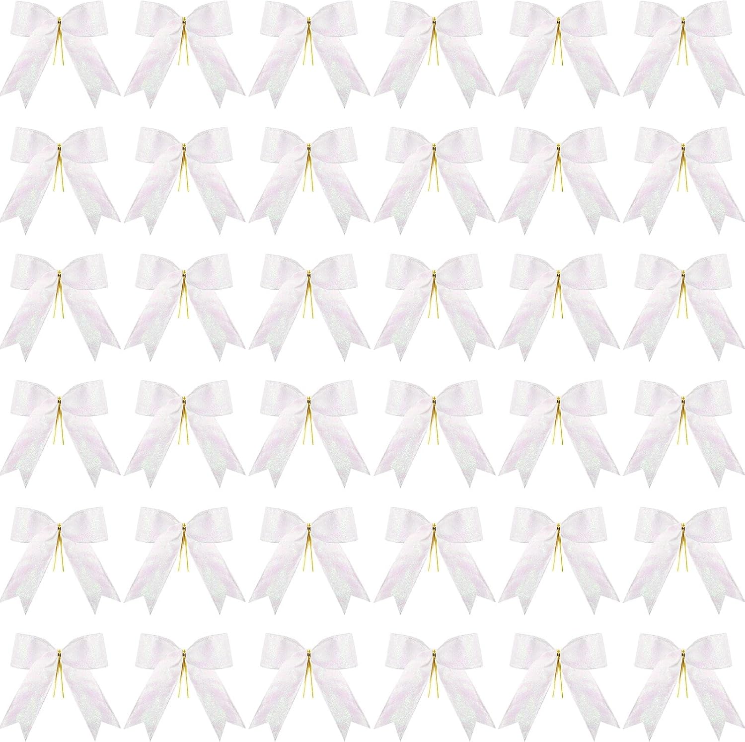 Bows & Ribbons - Sumind 36 Pieces Glitter Bow Tie Ribbon Twist Tie Bows for Treat Bags Gift Wrapping Basket Wedding Baby Shower Birthday Valentine's Day Christmas Party (White)