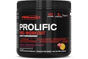 PEScience Prolific Energy Pre-Workout Powder with Citrulline for Pump, Rhodiola & CDP-Choline Nootropic for Focus, Stim Prewo