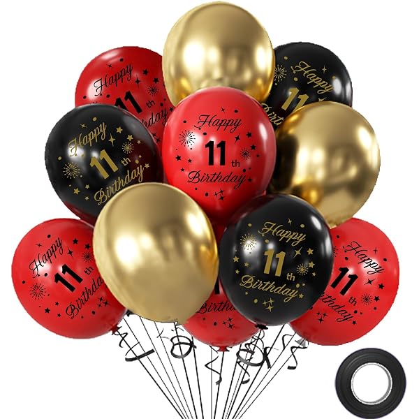 11th Birthday Table Decor - Red & Black Honeycomb Centerpieces, Balloon Theme For Girls - View #14