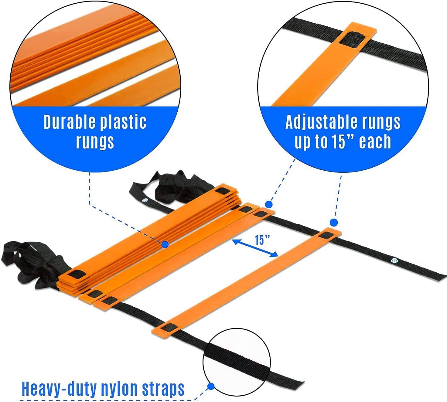 Agility Ladder Speed Training Equipment, Includes 12 Rung Agility Ladder, Jump Rope, Resistance Bands, Running Parachute, 10 Disc Cones with Holder -for Football, Basketball, Hockey Training Athletes : Sports & Outdoors