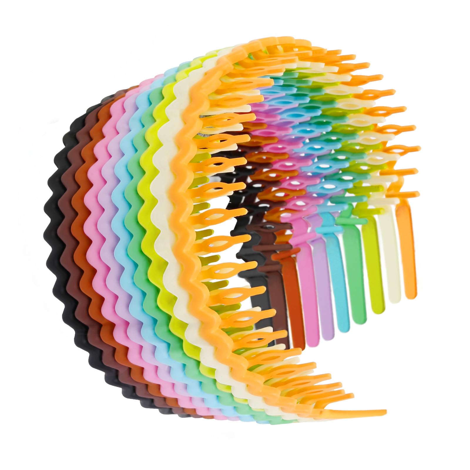 Photo 1 of WOVOWOVO Plastic Headbands for Women Teen Girls Men, 10 Packs Thin Headband with Teeth Non Slip, Spring Hot Summer Bright Pink Green Hairband Hair Accessories