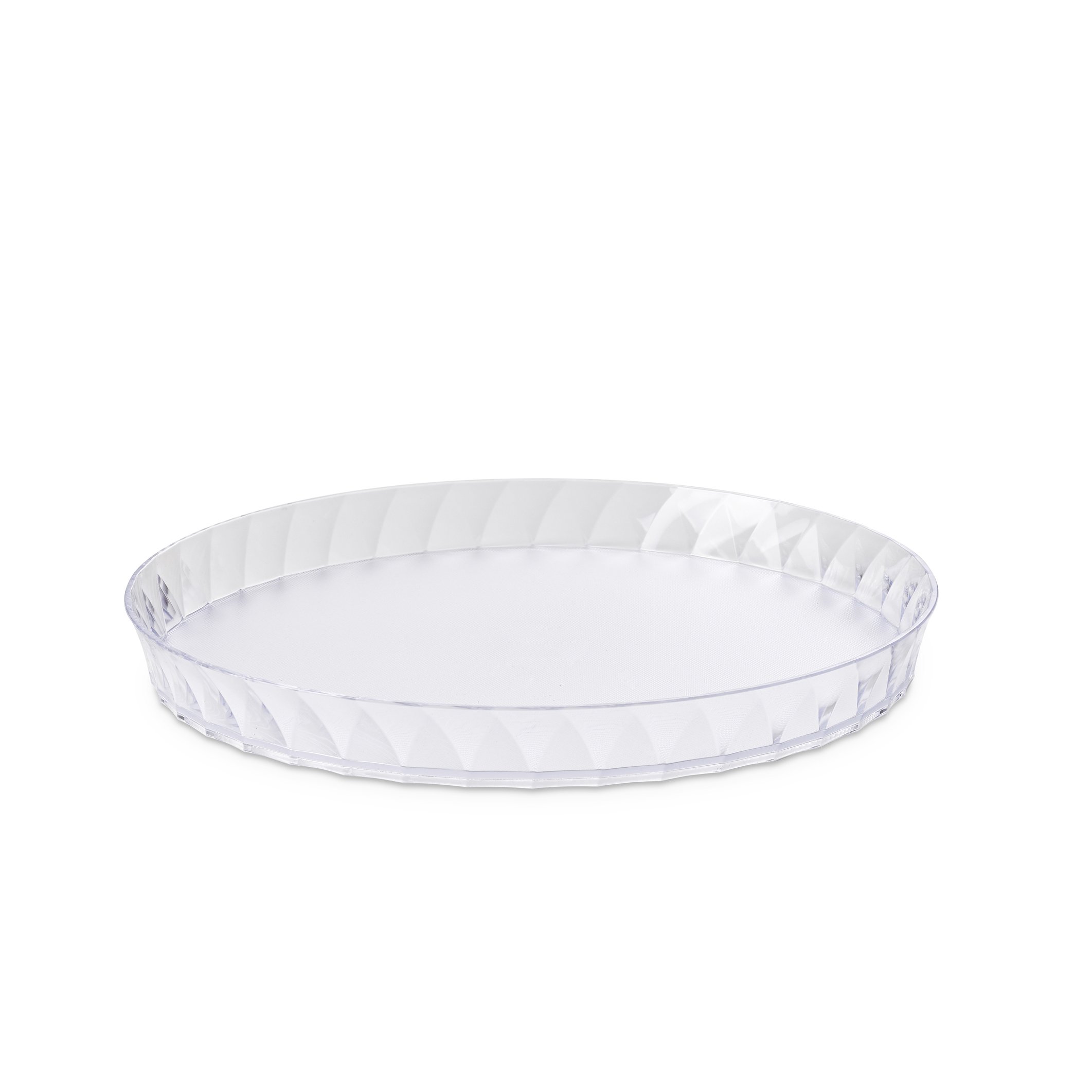 Omada Design 14,17 inch Round Tray in Acrylic Plastic, satinated Base, Diamond Line, Transparent