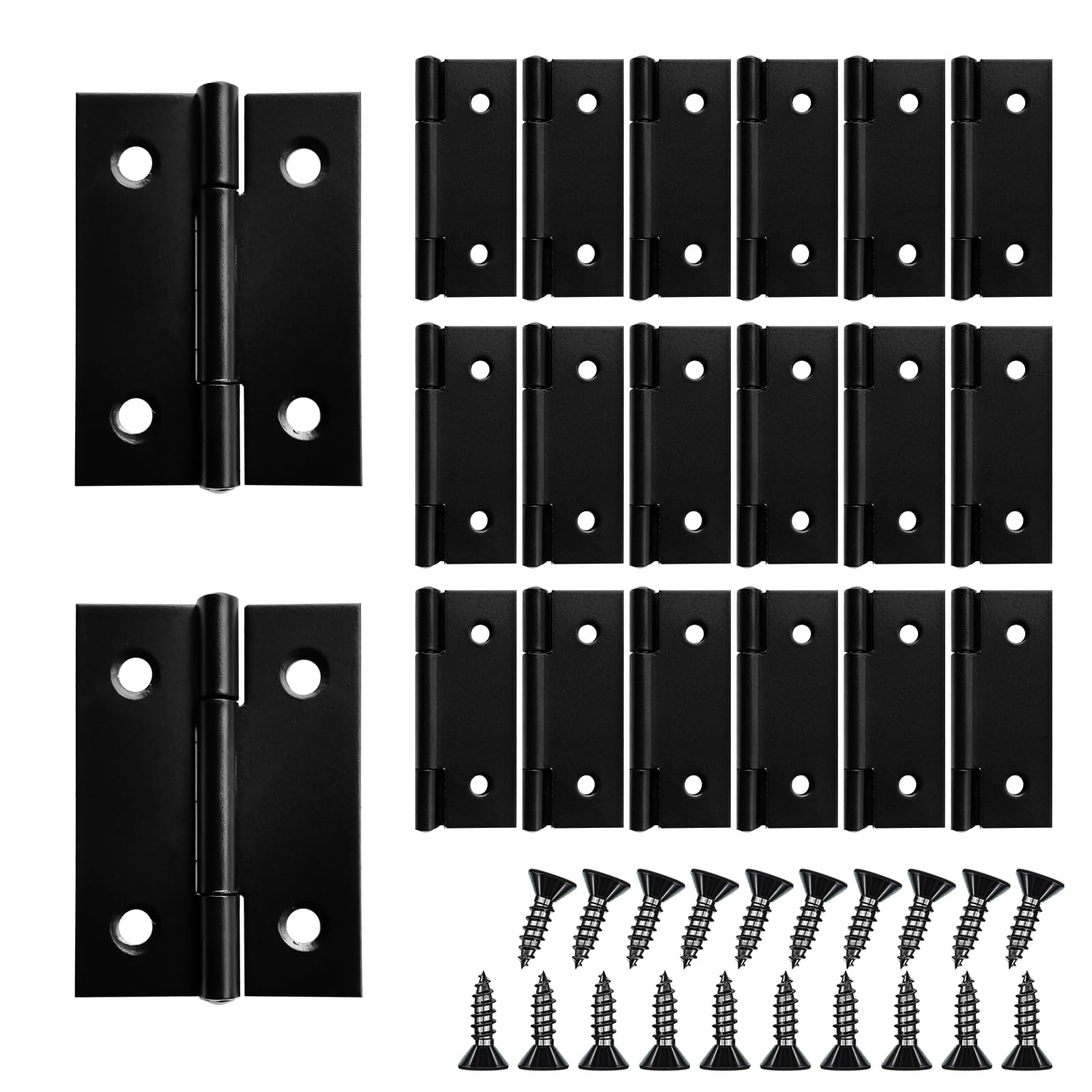 Photo 1 of 20 PCS 2 inches High-end Stainless Steel Mini Small Hinges with 80 Screws, Suitable for DIY Wooden Boxes, Small Cabinets, Jewelry Boxes Flat Hinges, Furniture, Woodworking Craft Project, Black