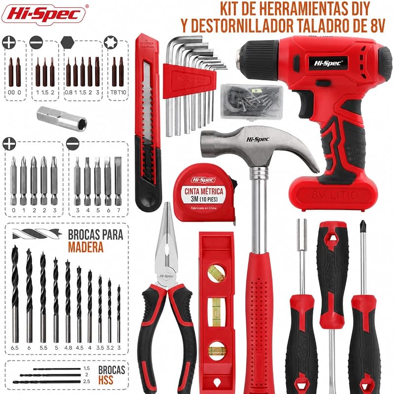 Juego de Herramientas con Taladro Atornillador Inalámbrico 8V