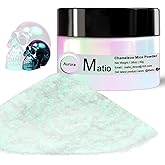 Matio Chameleon Mica Powder, 1.06oz/ 30g Aurora White Chrome Powder, Pearlescent Effect Color Shift Pigment for Resin Craft, Soap Candle Dye, Nail Art, Makeup, Bath Bomb, Paint, Slime Pigment