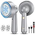 DBC Fabric Shaver, Lint Remover for Clothes with 3-Speeds and 6-Leaf Blades, 2hours runtime, 2 Replaceable Blades, Battery Operated, Sweater Shavers to Remove Pilling for Clothing, Lint Ball - Grey