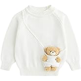 Simplee kids Baby Girl Knit Sweater with Bear in The Pocket Toddler Pullover Sweater Cute Fall Winter Clothes