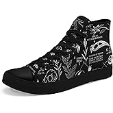Womens Mens Vintage Floral High Top Canvas Sneakers Dark Style Cottagecore Lace-Up Casual Shoes Fashion Streetwear Sneakers