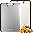 Cutting Board Double Sided, Titanium Cutting Boards for Kitchen, Double Sided Food Grade, Pure Titanium and Wheat Straw PP, Easy to Clean Large Size 16”×11”