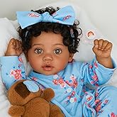SCOM Lifelike Reborn Black Girl - 20 Inch African American Newborn Baby Girl, Real Life Baby Dolls with Weighted Soft Cloth Body for Kids Age 3 +