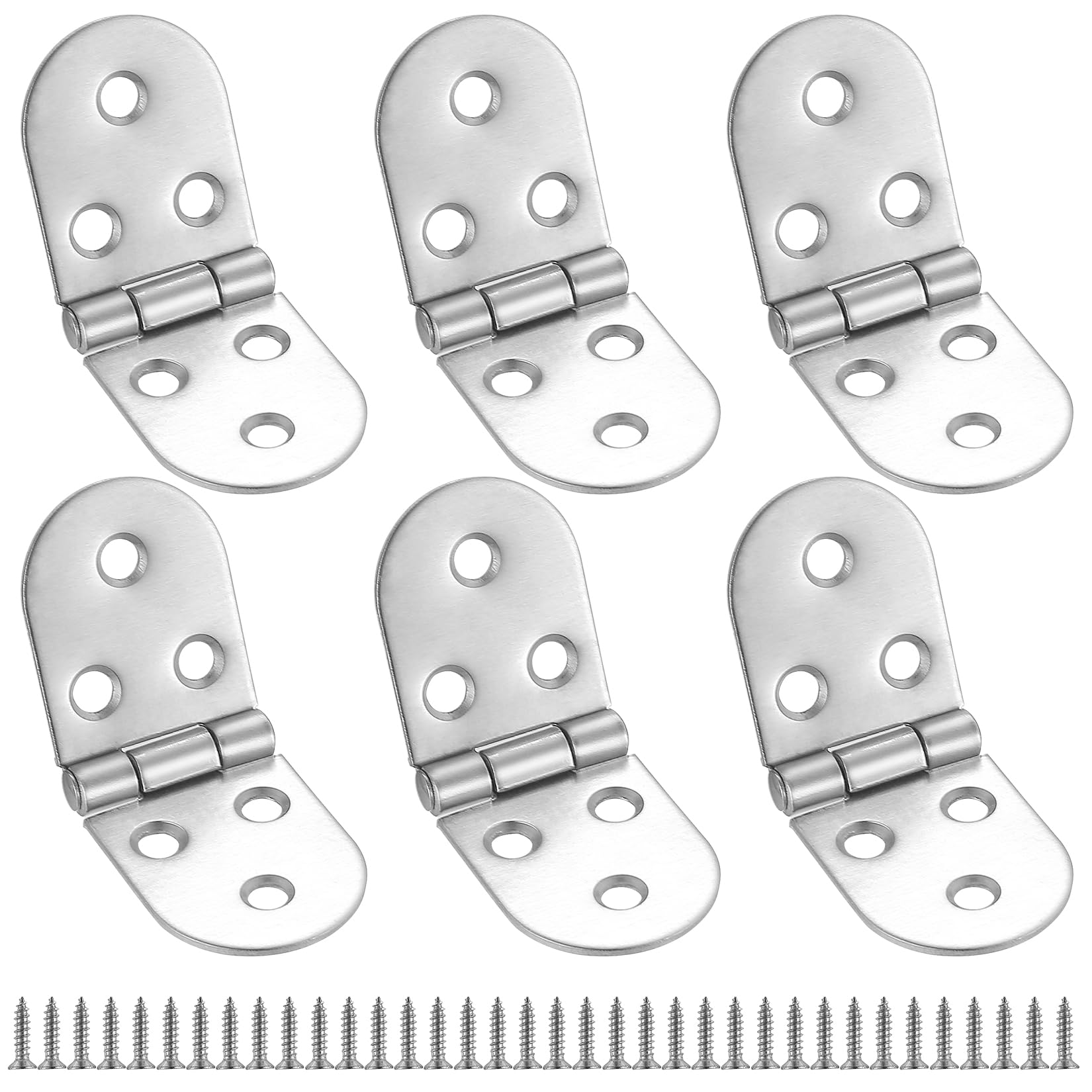 6 Pcs 180 Degree Flip Hinges, Flip Top Hinges, Stainless Steel Door, Counter Flap for Wooden Box, Backflap for Furniture Folding Table Kitchen Cabinet