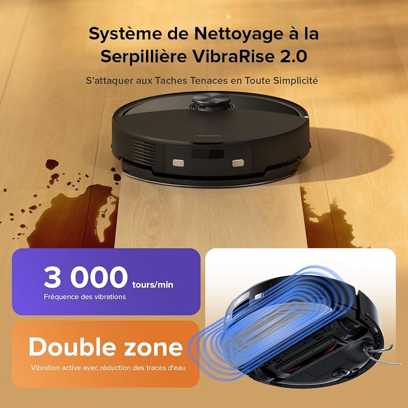 Q10 S5 Set Robot Aspirateur Laveur 10000Pa, Double Anti-emmêlement
