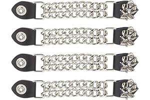 Dream Apparel 4 PCS Vest Extenders for Women Motorcycle, Faux Leather Biker Vest Extender with Double Chains