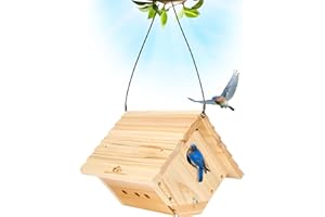 GRAY BUNNY Bird Houses for Outside Clearance, Cedar Bird House Outdoor, Wrens, Finches, Chickadees, Titmice, Nuthatches, 9 Air Vents, Removable Bottom Panel for Easy Cleaning