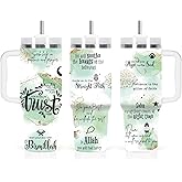 DoneJPee Islamic Muslim Tumbler 40 OZ, Eid al-Adha Hajj Umrah Eid and Ramadan Gift for Women, Inspirational Quran Verse Quote Travel Coffee Cup