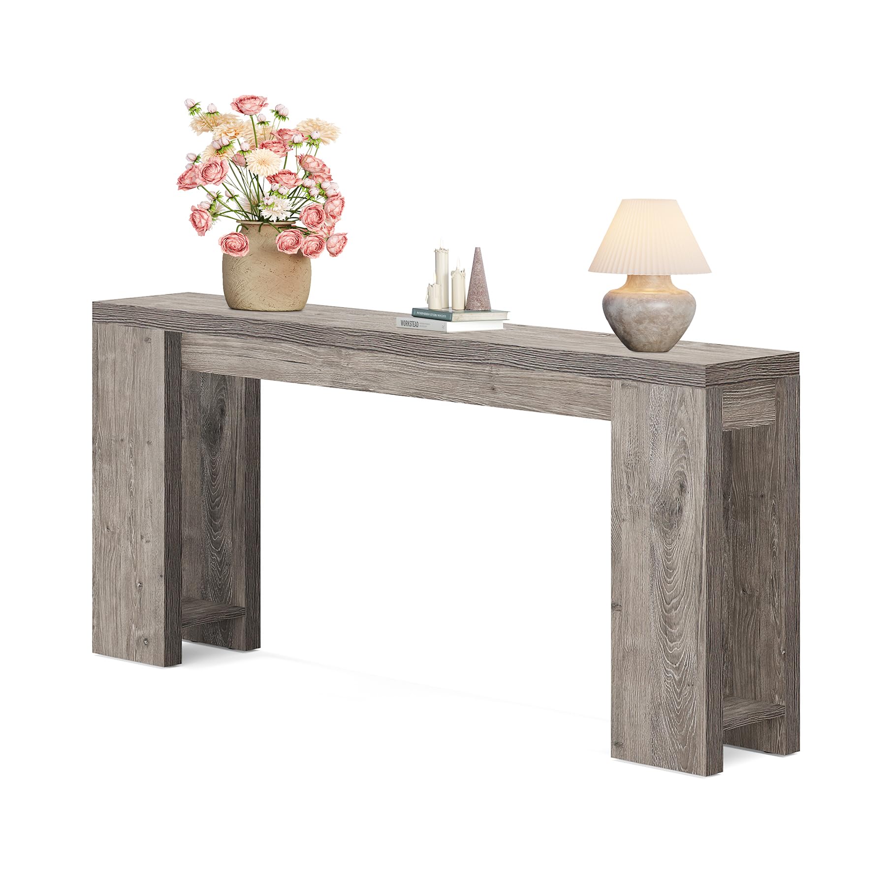 Photo 1 of *****BRAND NEW ITEM****** LITTLE TREE 70.9-Inch Long Entryway Table, Farmhouse Sofa Console Table for Living Room, Entryway, Hallway, Grey