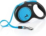 flexi Neon M Tape 5 m Black Neon Blue Retractable Dog Leash up to 25 kg