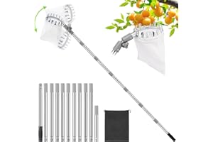 Fruit Picker Pole,13FT Adjustable Angle Picking Head for Fruit Trees, Fruit Picking Pole with Basket for Lemon Apple Mango Or