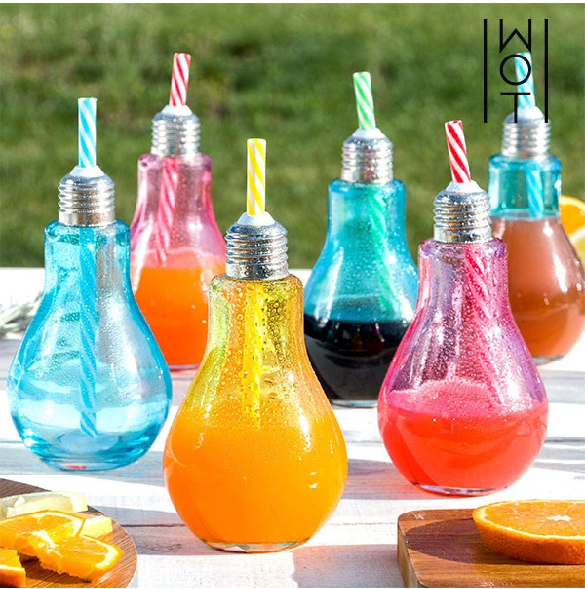 Vasos Bombilla Coloridos con Pajitas Wagon Trend 250 ml (pack de 6)