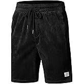 Dokotoo Men Men's Corduroy Shorts Casual Elastic Waist Drawstring Lightweight Summer Beach Shorts