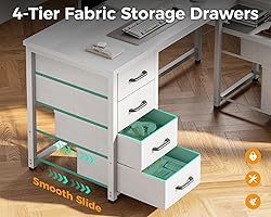 Coleshome L Shaped Computer Desk with 6 Drawers