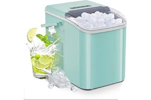 Sweetcrispy Countertop Ice Maker with Handle, 26lbs/24H Portable Ice Machine, 9 Bullet Ice Cubes Ready in 6 Mins, Self-Cleani