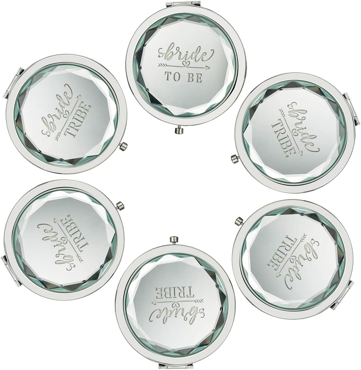 Humphrey Amelia Pack of 6 Compact Pocket Makeup Mirrors Set Include 1 Bride to Be Mirror and 5 Bride Tribe Mirrors and 6 Gift Bags Bachelorette Party Bridal Shower Hen Party Bridesmaid Gifts