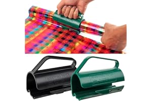 MARCHMARS BANGDAERGE 2Pcs Wrapping Paper Roll Cutter, Wrapping Paper Cutter Tool with Handle Push Cut Easy Sliding Birthday Gift Wrap Paper Roll Dispenser and Cutter Holder, Black+Green